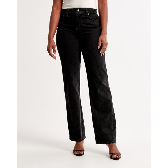 Abercrombie Fitch Curve Love High Rise 90S Relaxed Jean - 25 - Black - Picture 1 of 7